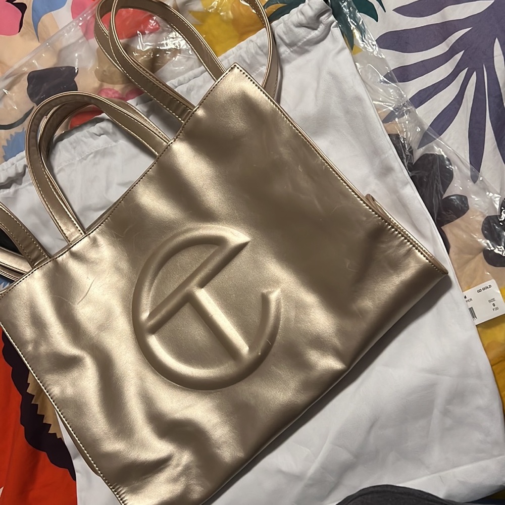 Gold Telfar Vegan Leather Medium Tote